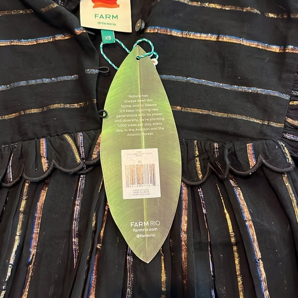 NWT FARM RIO Metallic Stripe Ruffle Shirt - Picture 5 of 6